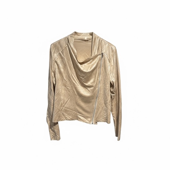 Main Strip size large suede moto light jacket beige women’s - Picture 1 of 2